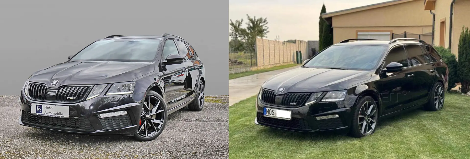 Fotografie Škody Octavia RS v inzercii v Nemecku pred haváriou a na Slovensku po oprave. Fotografie Škody Octavia RS v inzercii v Nemecku pred haváriou a na Slovensku po oprave.